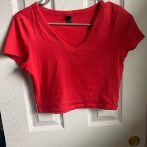 Wild Fable Red Fitted Crop T-Shirt